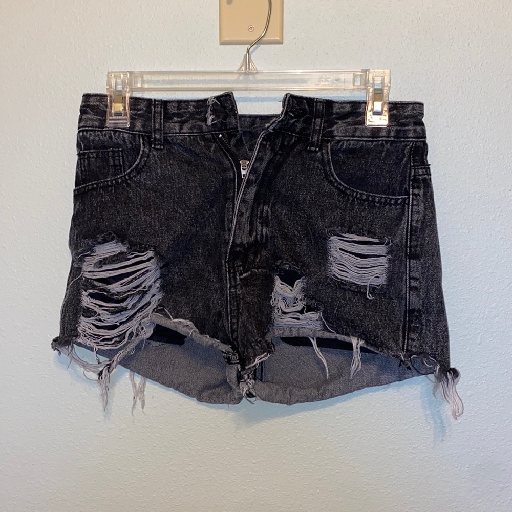 Black ripped jean shorts. Shein. Size small